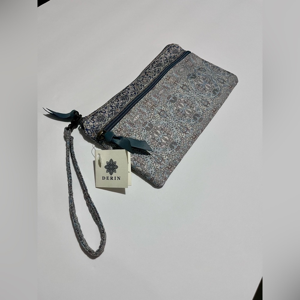 Blue and Gray Clutch Wristlet